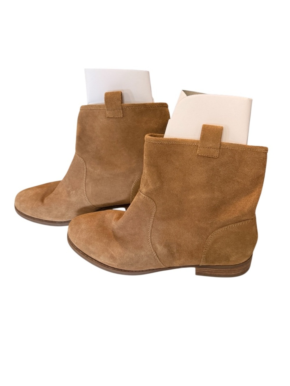 Sole Society Tan Suede Ankle Boots Size 10 Stacked Heel Booties - Picture 2 of 6